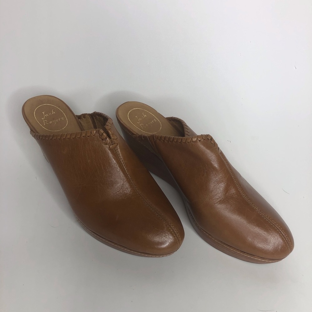 Jack Rogers Simone Leather Wedge Mule Size 9
